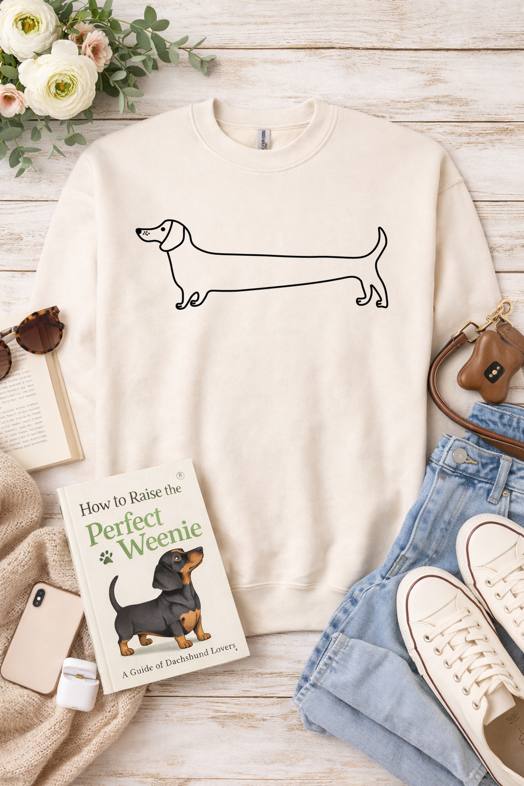 Dachshund Line Art Crewneck