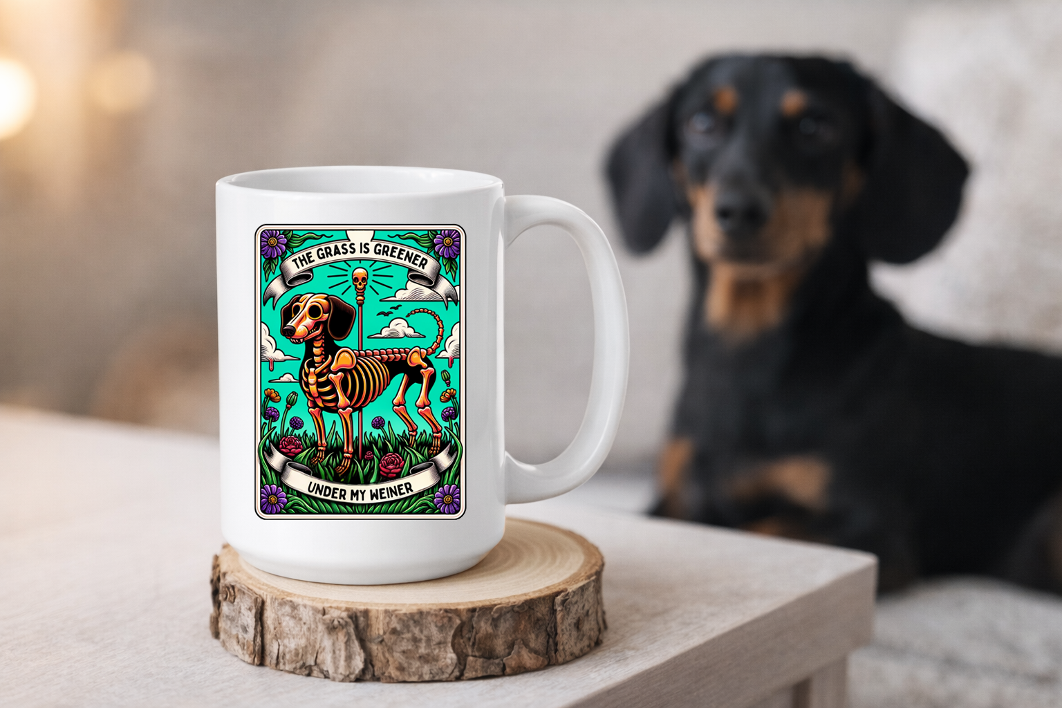 The Grass is Greener Under My Wiener 15oz Coffee Mug